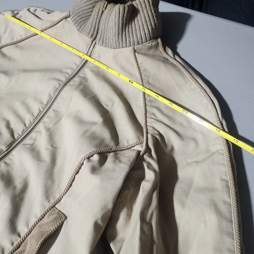 Vtg 90s Current Seen Reversible Corduroy Bomber Jacket Tan Beige Lined - Picture 7 of 13